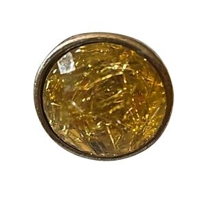 Imitation threaded Agate statement chunky ring in silver tone